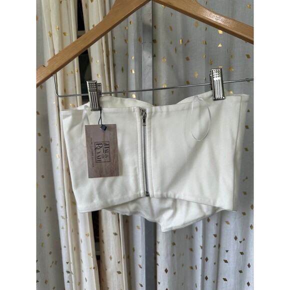 NWT Haus Of Reyah Edit By Nine Strapless Back Zip Up Corset Boning Bandeau Top S - Picture 3 of 6
